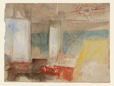 Joseph Mallord William Turner Turners Bedroom in the Palazzo Giustinian (the Hotel Europa), Venice, c.1840